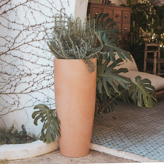 Terracotta-colored flowerpots